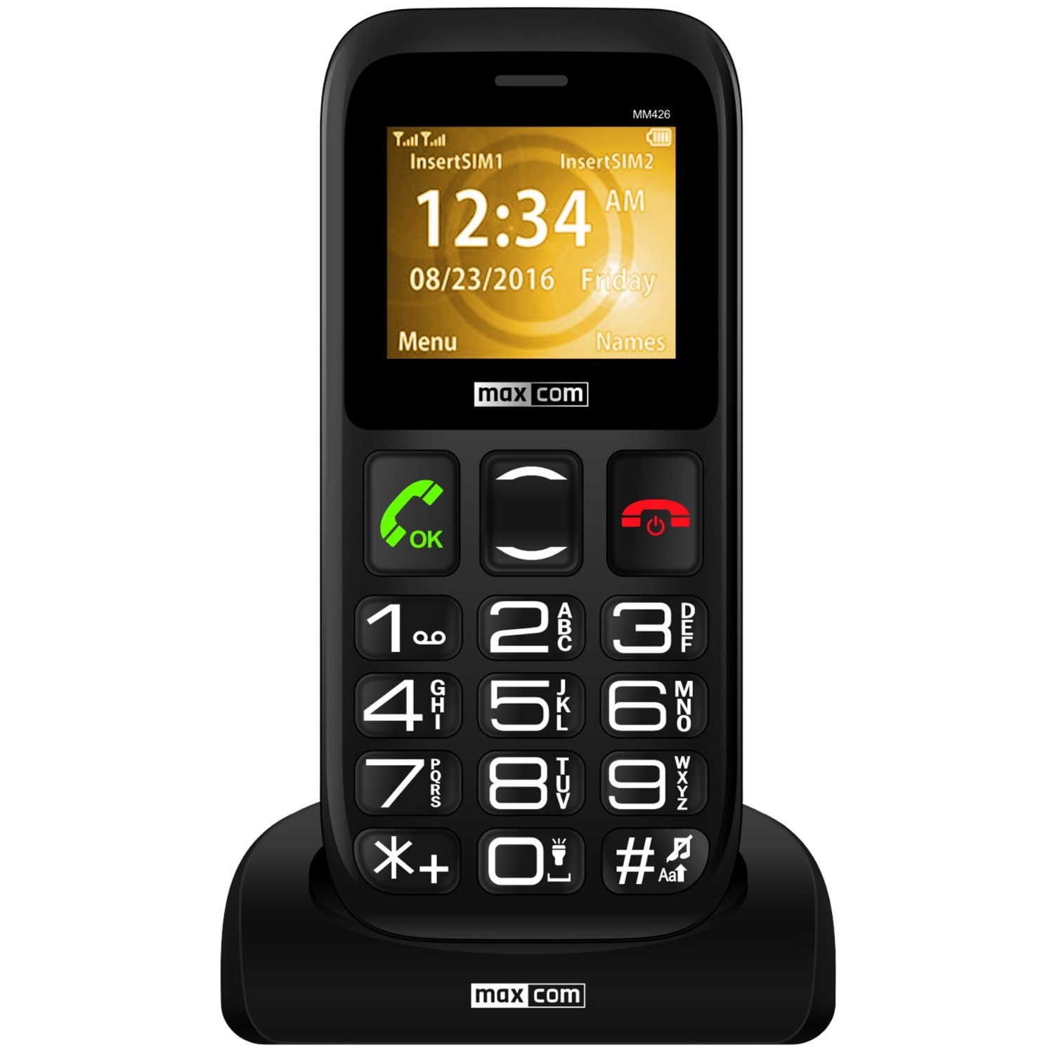 Fotografie Telefon mobil MaxCom Comfort MM 426, Dual SIM, Black + Stand incarcare
