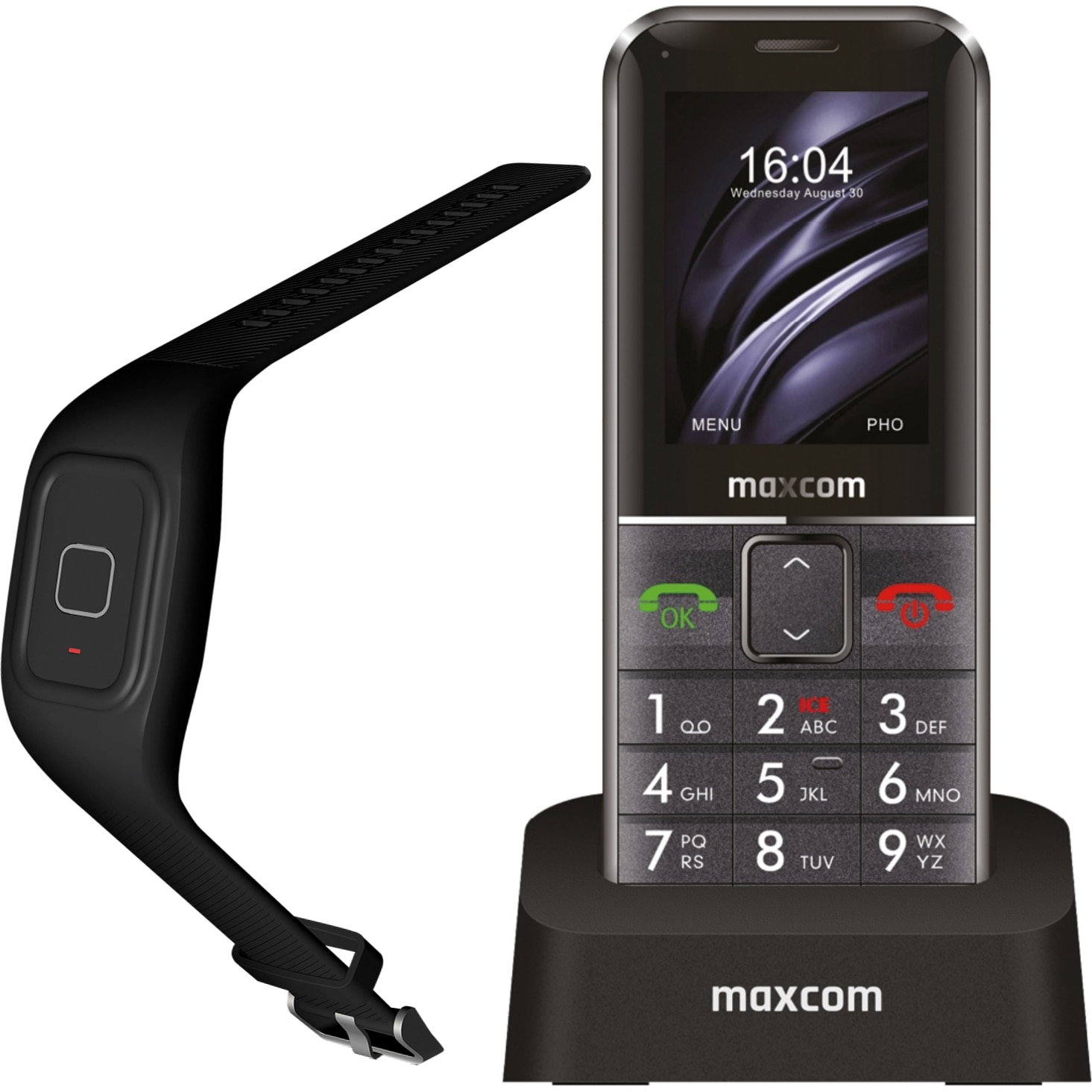 Fotografie Telefon mobil Maxcom MM735 Single SIM (cu tracker GPS)+ bratara SOS IP67, Black
