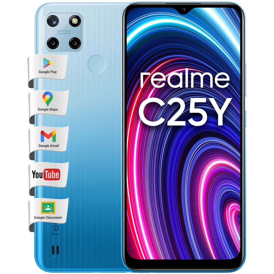Fotografie Telefon mobil Realme C25Y, Dual SIM, 4GB RAM, 128GB, 4G, Glacier Blue