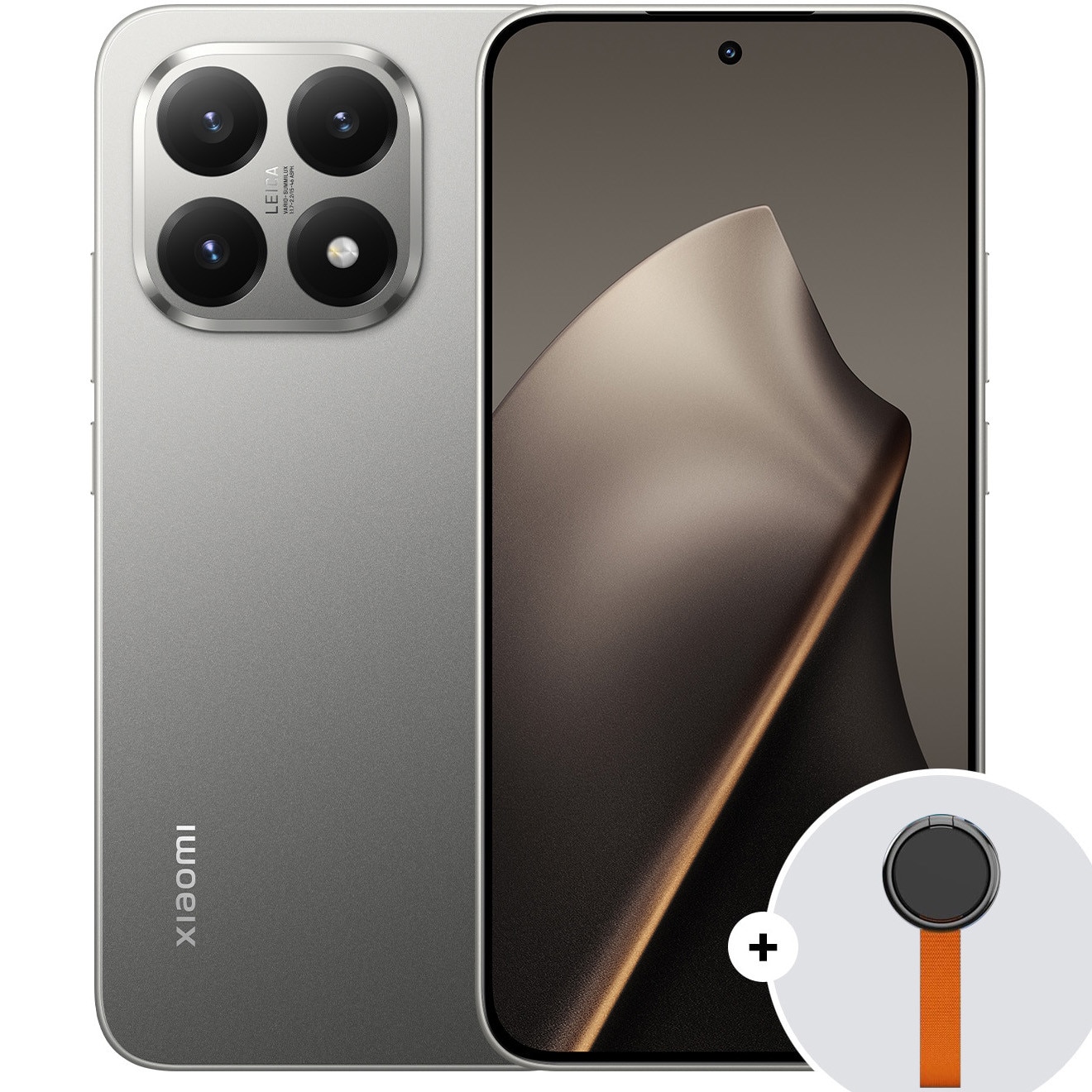 Fotografie Telefon mobil Xiaomi 15T, 12GB RAM, 256GB ROM, 5G Gray + Woven Strap Ring Stand