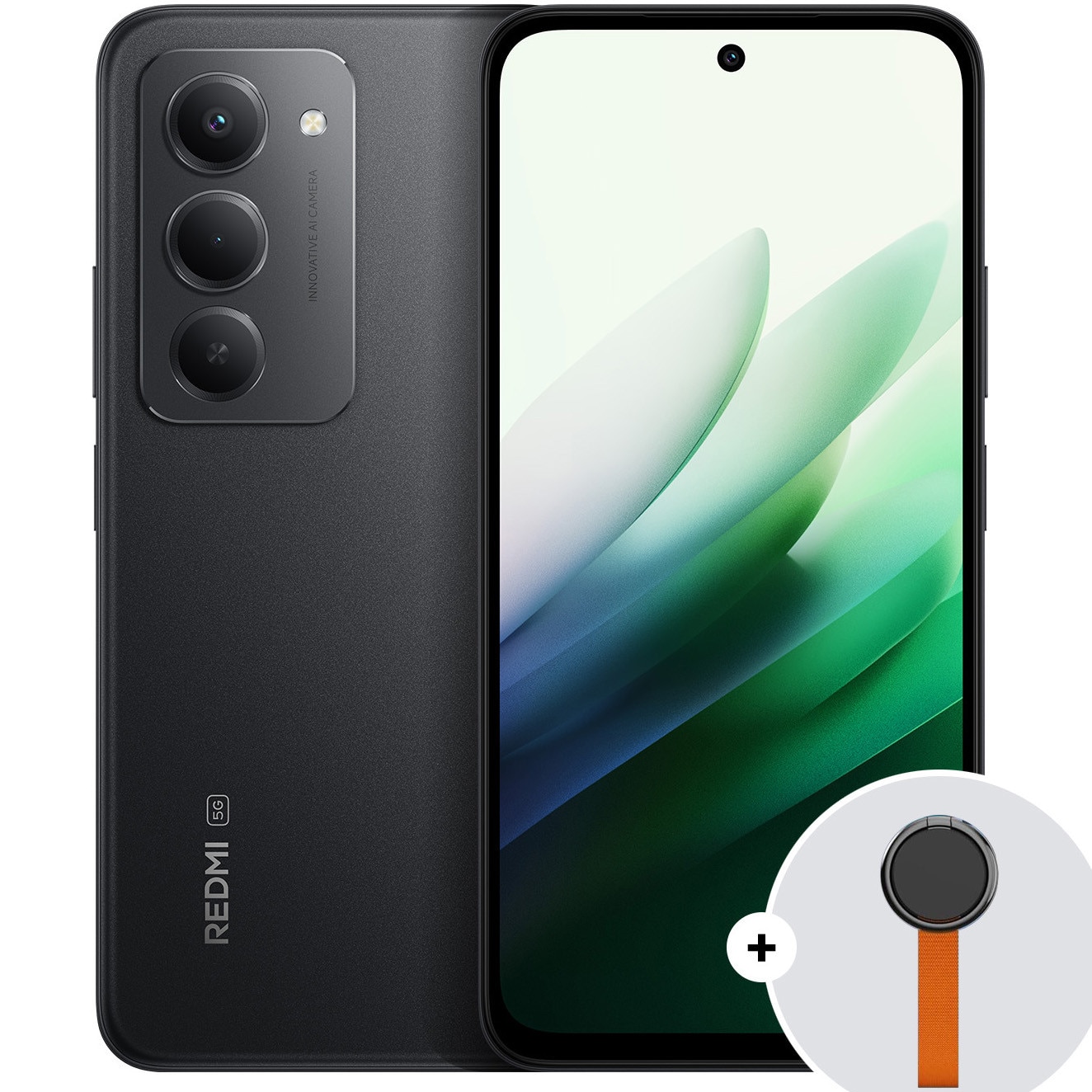 Fotografie Telefon mobil Xiaomi Redmi 15, 6GB RAM, 128GB ROM, Black + Woven Strap Ring Stand