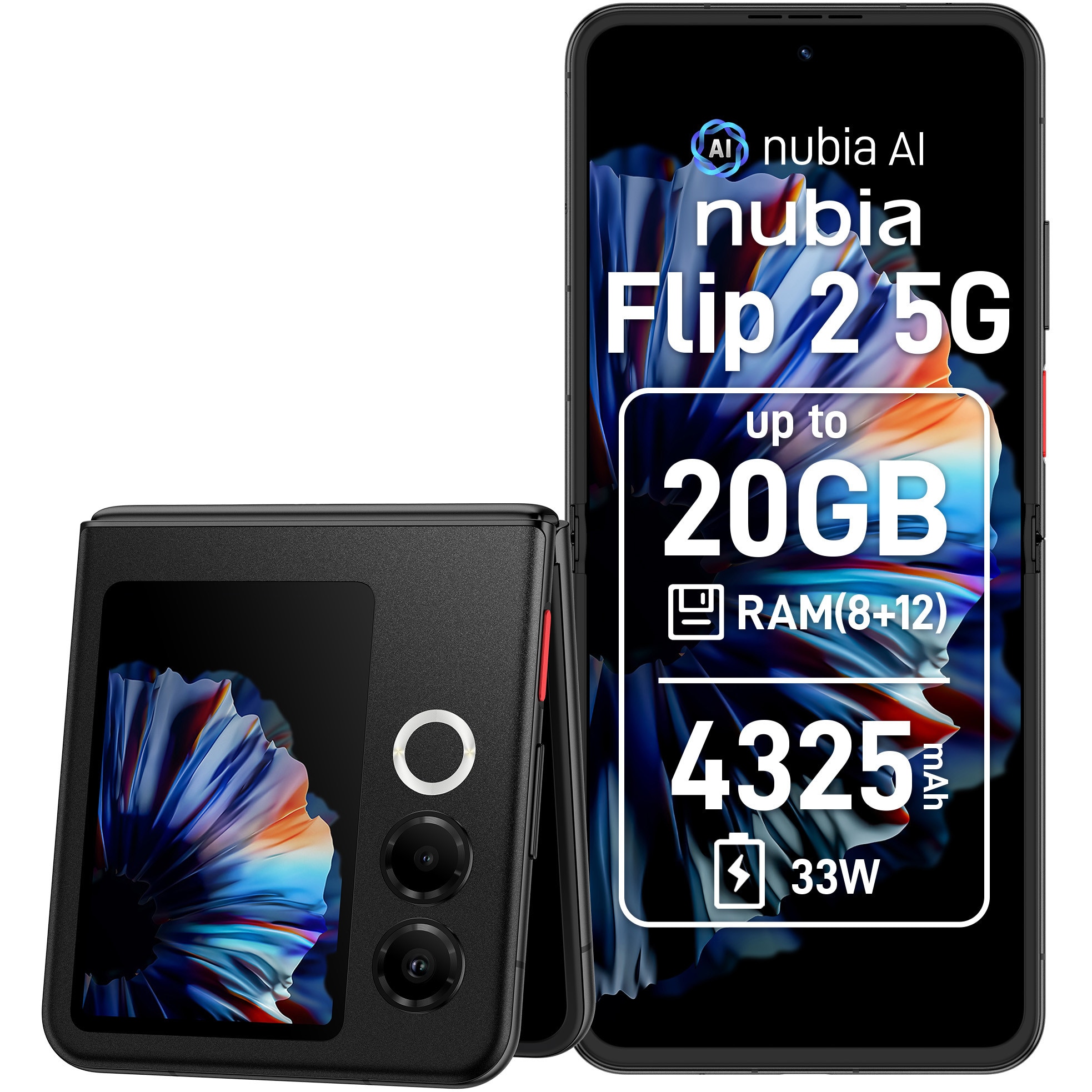 Fotografie Telefon mobil ZTE nubia Flip 2, Dual SIM, 8GB, 256GB, 5G, Black
