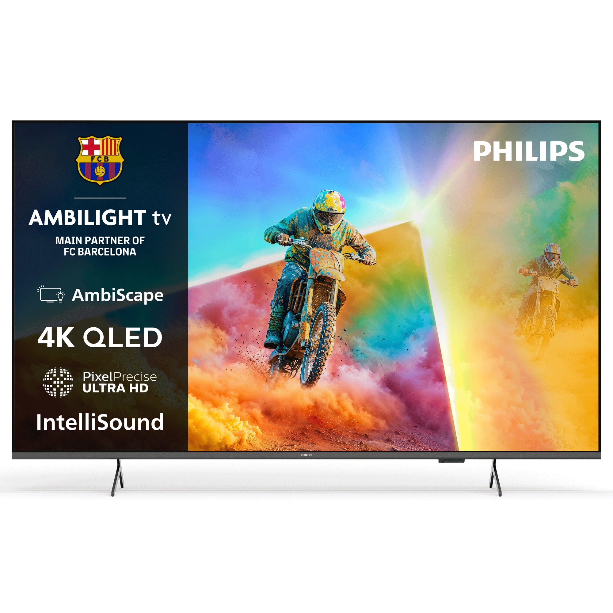 Fotografie Televizor Philips AMBILIGHT tv QLED 65PQS8501, 164 cm, Smart TV, 4K Ultra HD, Clasa F (Model 2026)