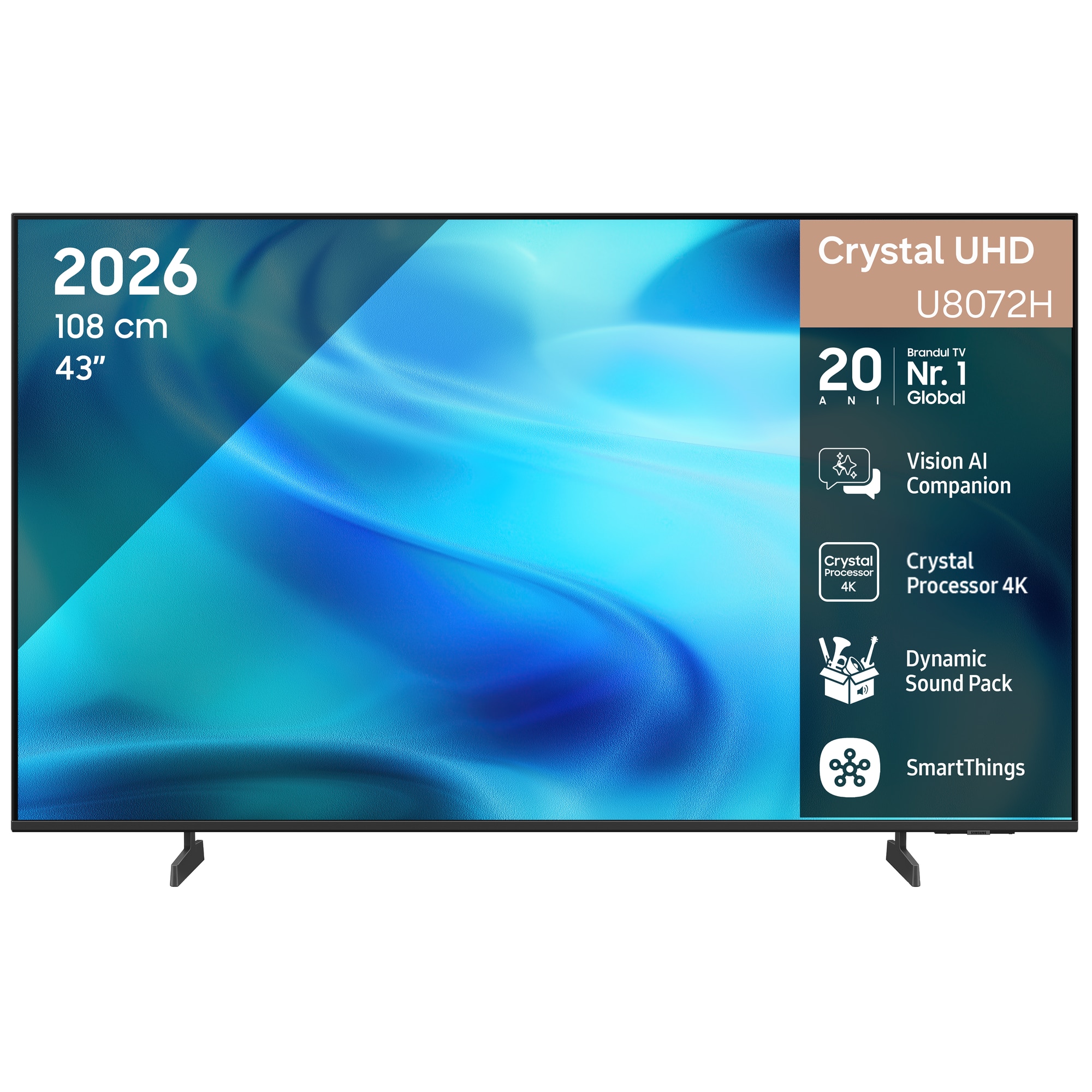 Fotografie Televizor SAMSUNG LED 43U8072H, 108 cm, Smart, 4K Ultra HD, Clasa F (Model 2026)