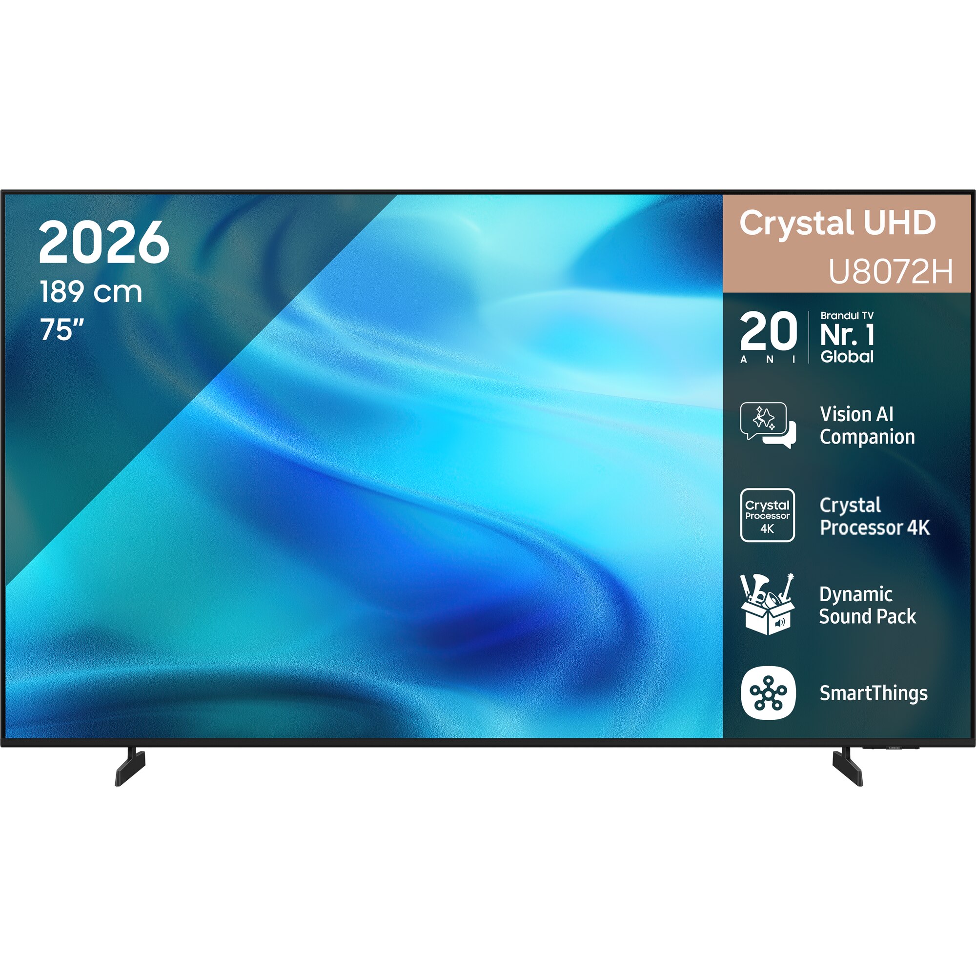 Fotografie Televizor SAMSUNG LED 75U8072H, 189 cm, Smart, 4K Ultra HD, Clasa F (Model 2026)