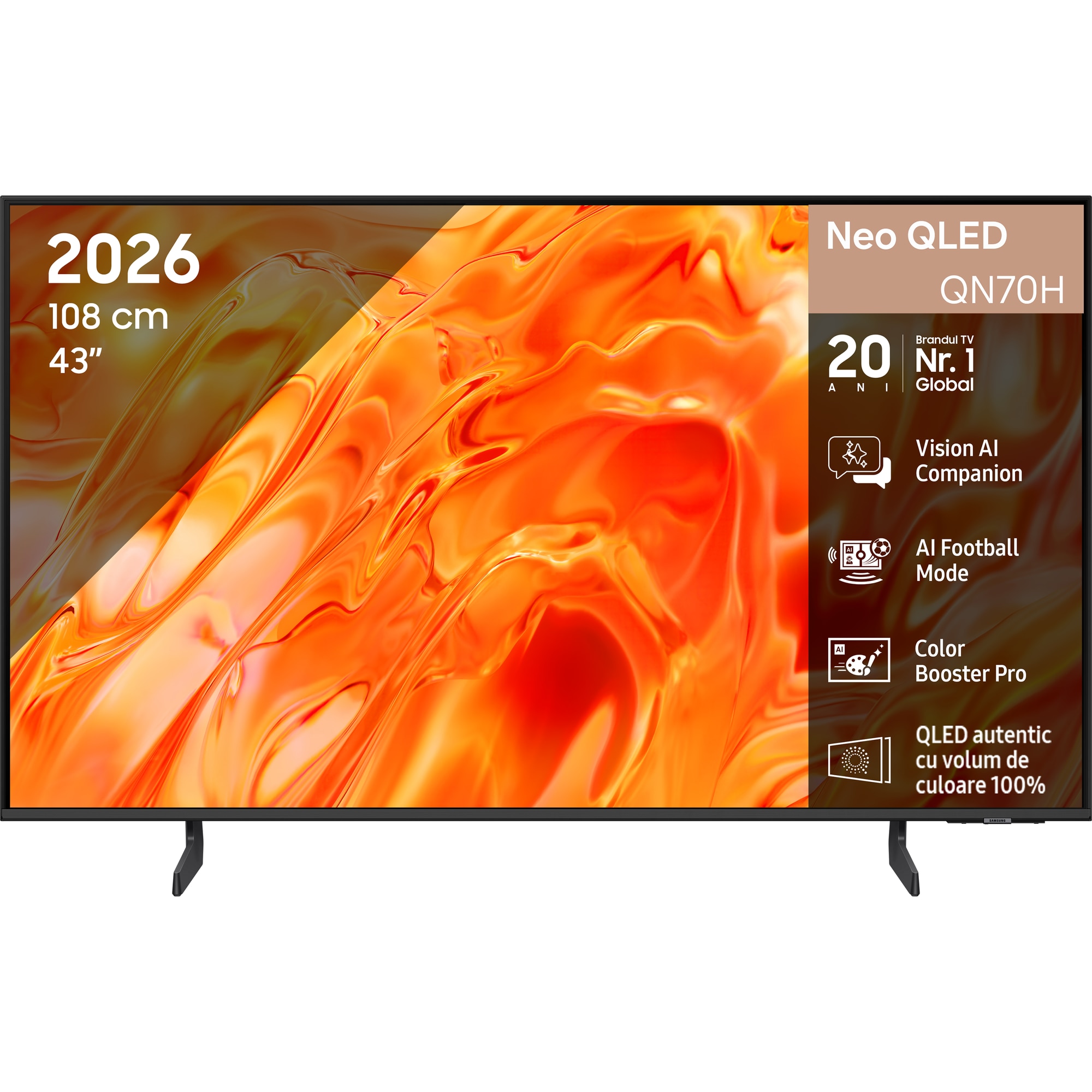 Fotografie Televizor SAMSUNG MiniLED Neo QLED 43QN70H, 108 cm, Smart, 4K Ultra HD, Clasa F(Model 2026)