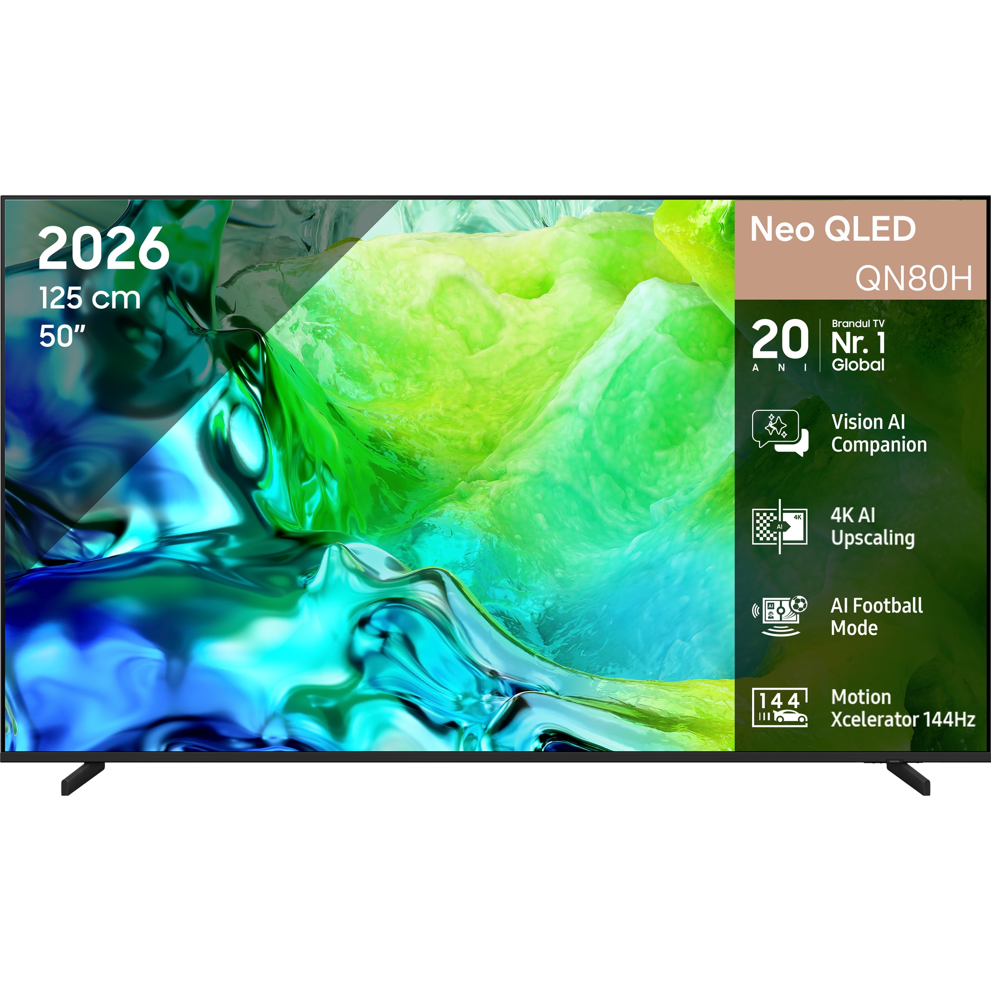 Fotografie Televizor SAMSUNG MiniLED Neo QLED 50QN80H, 125 cm, Smart, 4K Ultra HD, Clasa F (Model 2026)