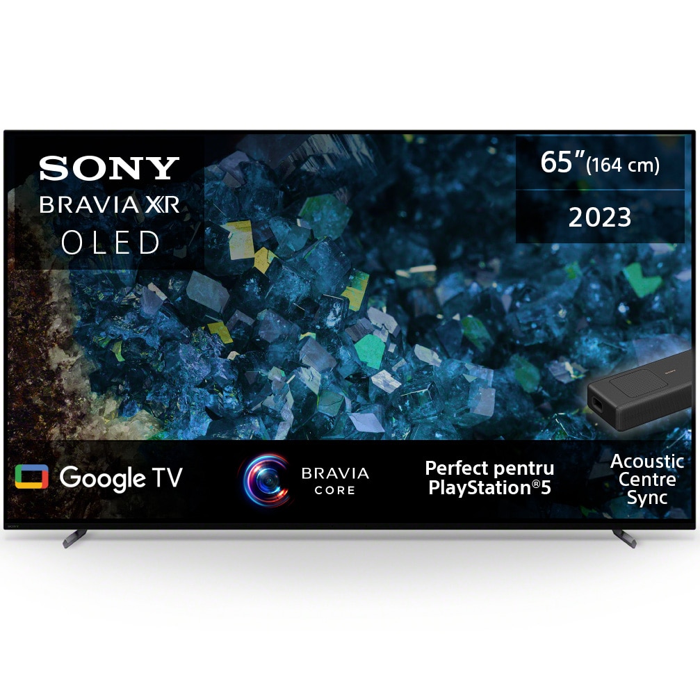 Fotografie Televizor Sony BRAVIA OLED 65A80L, 164 cm, Smart Google TV, 4K Ultra HD, 100 Hz, Clasa F (Model 2023)
