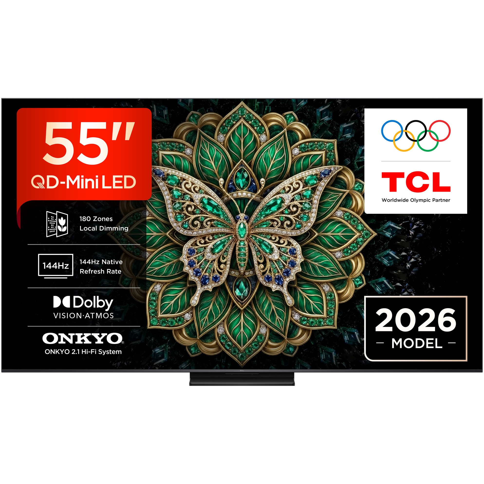 Fotografie Televizor TCL QD-MiniLed 55C6K Pro, 139 cm, QLED, Smart Google TV, 4K Ultra HD, 144Hz, Clasa E (Model 2026)
