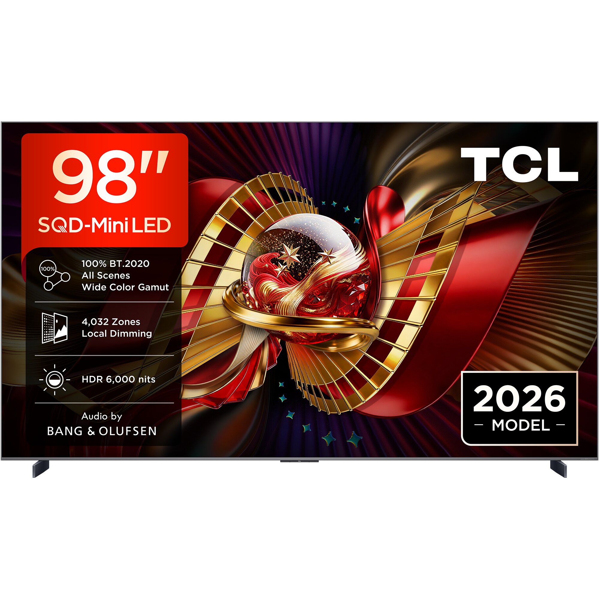 Fotografie Televizor TCL SQD-MiniLed 98C8L, 248 cm, QLED, Smart Google TV, 4K Ultra HD, 144Hz, Sunet Bang & Olufsen, Clasa D (Model 2026)
