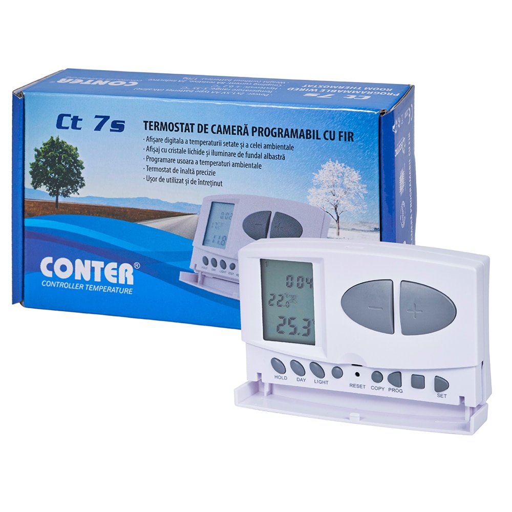 Fotografie Termostat electronic programabil Conter CT7S, cu fir