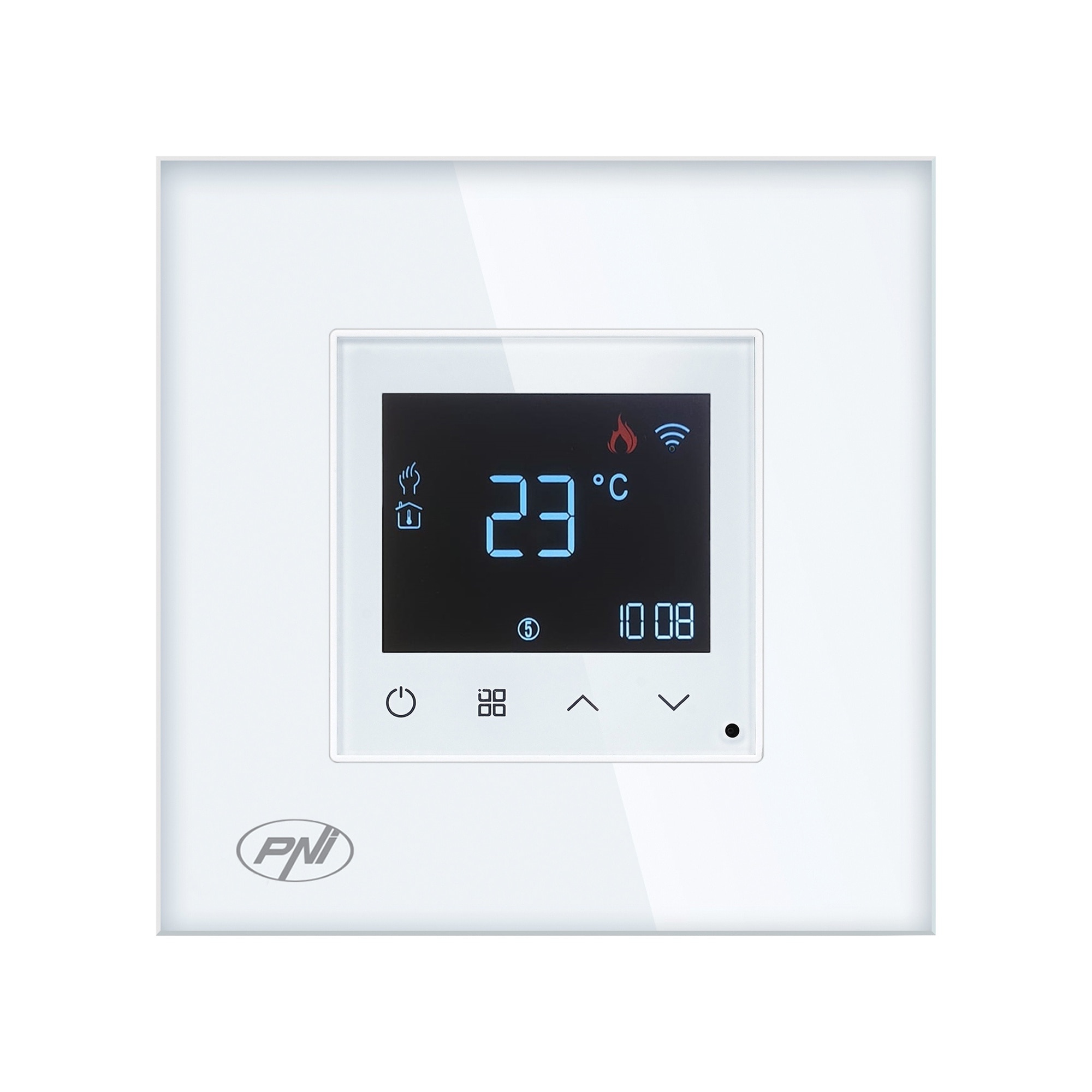 Fotografie Termostat inteligent PNI CT26W WiFi incalzire in pardoseala electrica sau grup pompare, senzor pardoseala inclus, montaj incastrat, control din aplicatia Tuya Smart, programare zilnica, mod manual/automat, tensiune iesire 230V 10A
