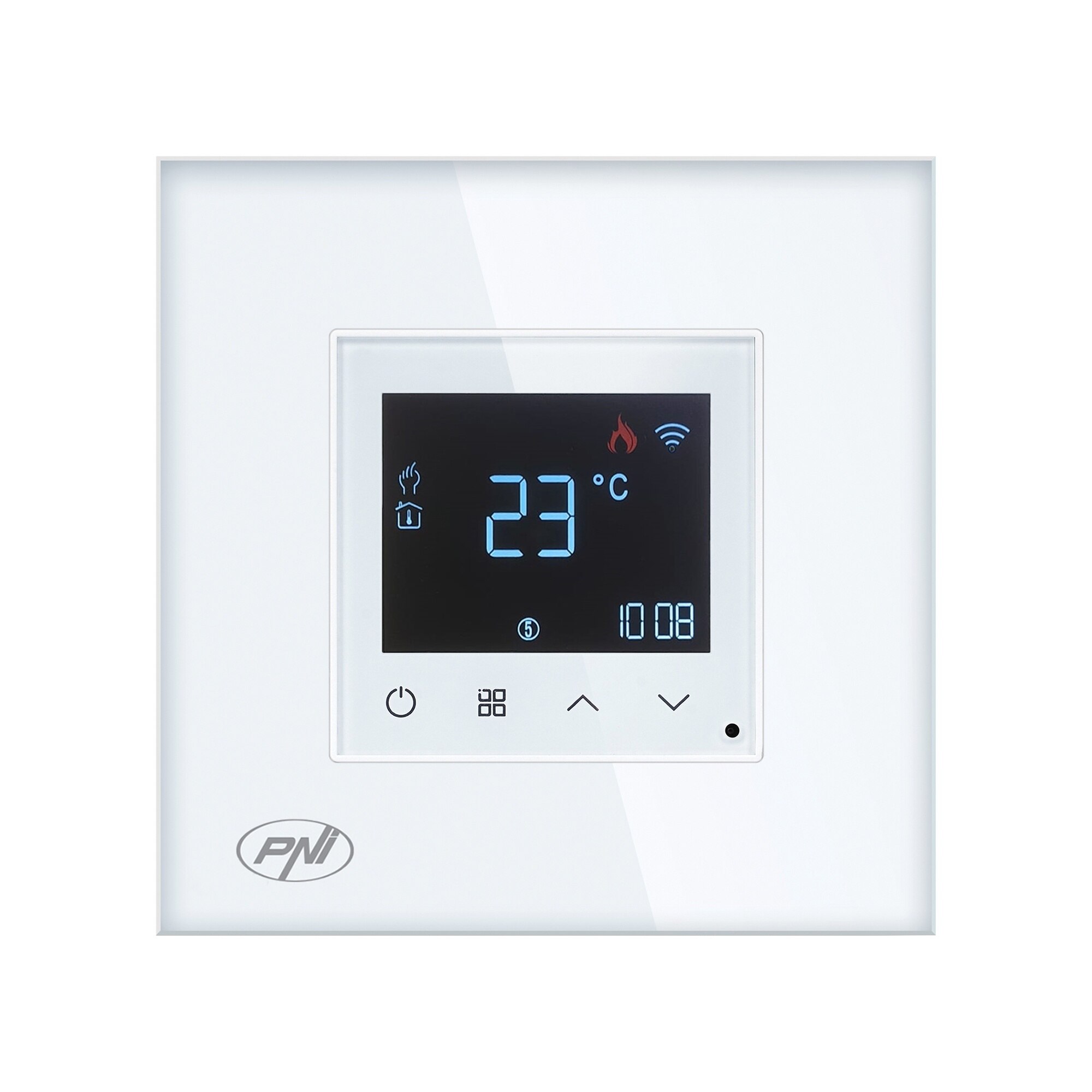 Fotografie Termostat inteligent PNI CT26W WiFi incalzire in pardoseala electrica sau grup pompare, senzor pardoseala inclus, montaj incastrat, control din aplicatia Tuya Smart, programare zilnica, mod manual/automat, tensiune iesire 230V 10A
