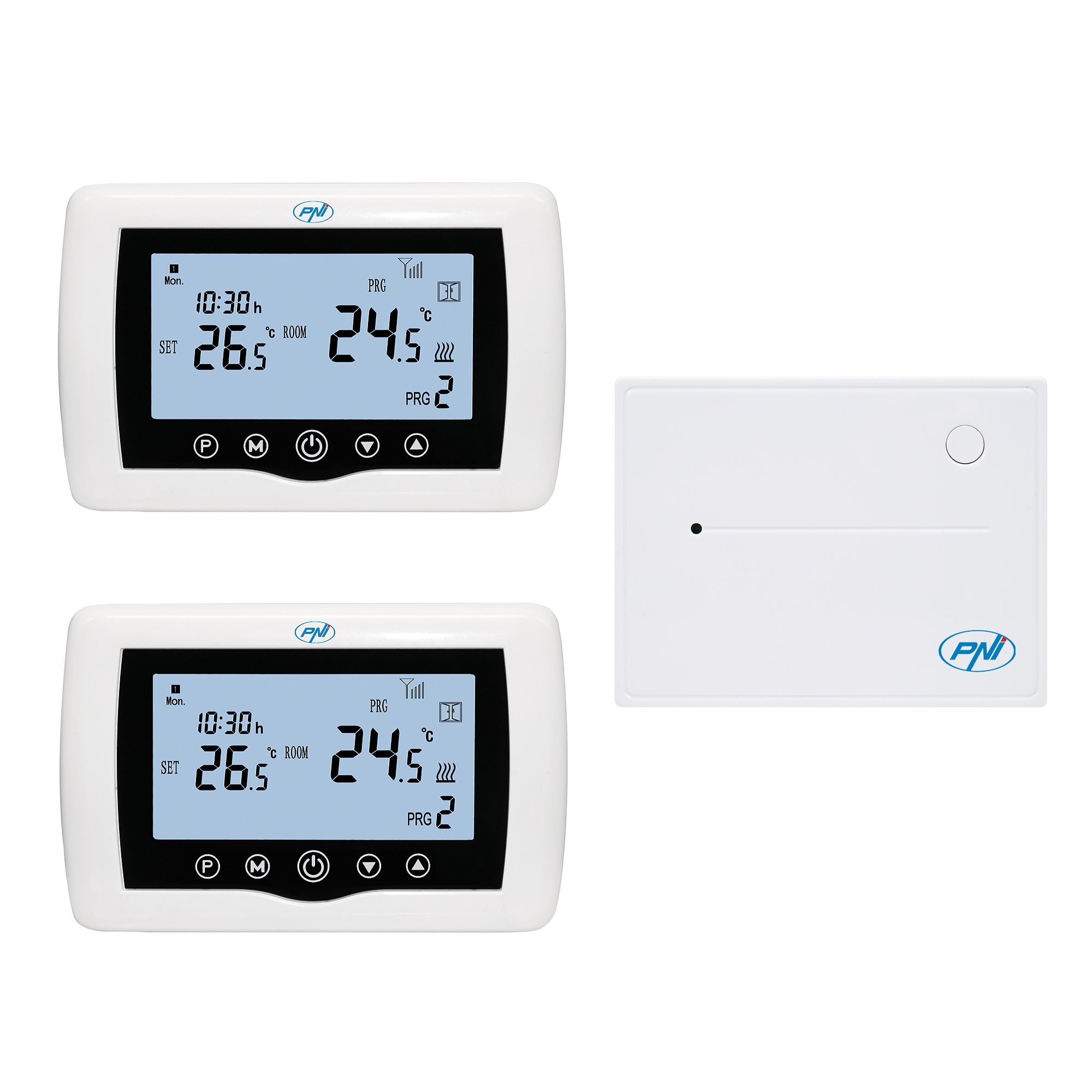 Fotografie Termostat inteligent PNI CT400 , WiFi, Control centrala termica, Control doua zone, Display, Alb