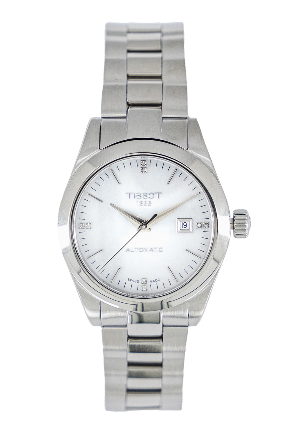 Fotografie Tissot, Ceas automatic din otel inoxidabil cu o curea intersanjabila, Argintiu, Verde ecru