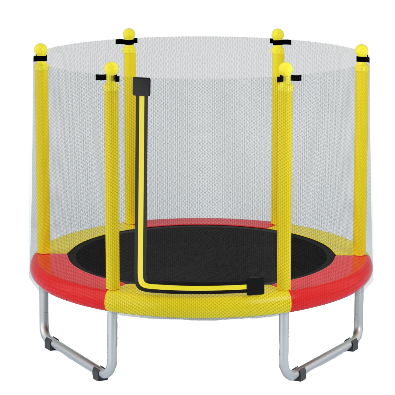Fotografie Trambulina Mappy, pentru copii, cu plasa de protectie exterioara, 150 cm, Rosu/ Galben