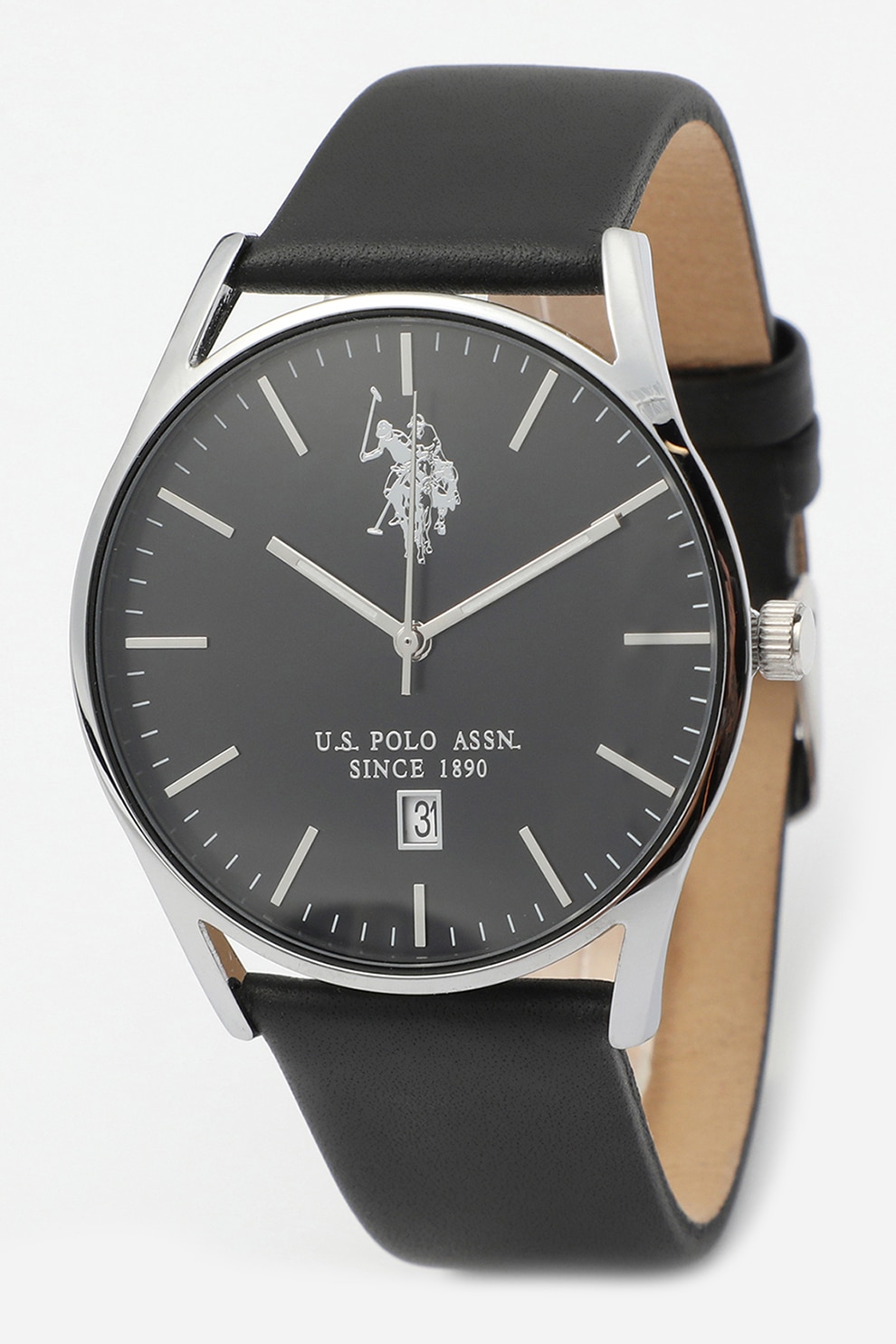 Fotografie U.S. Polo Assn., Ceas analog cu o curea de piele, Negru