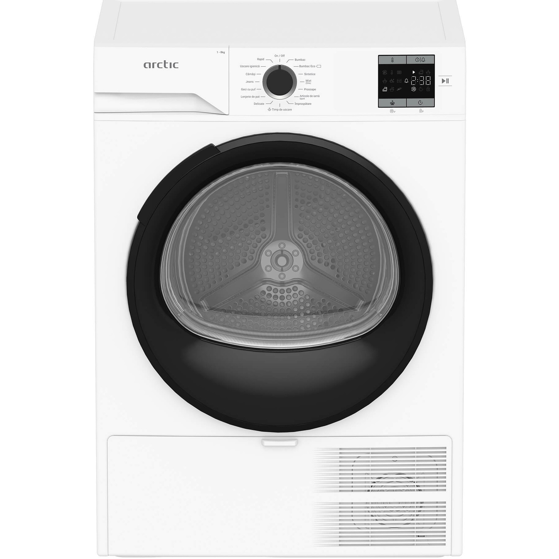 Fotografie Uscator de rufe ARCTIC A2T18239W, Pompa de caldura, 8 kg, 15 programe, Clasa D, alb