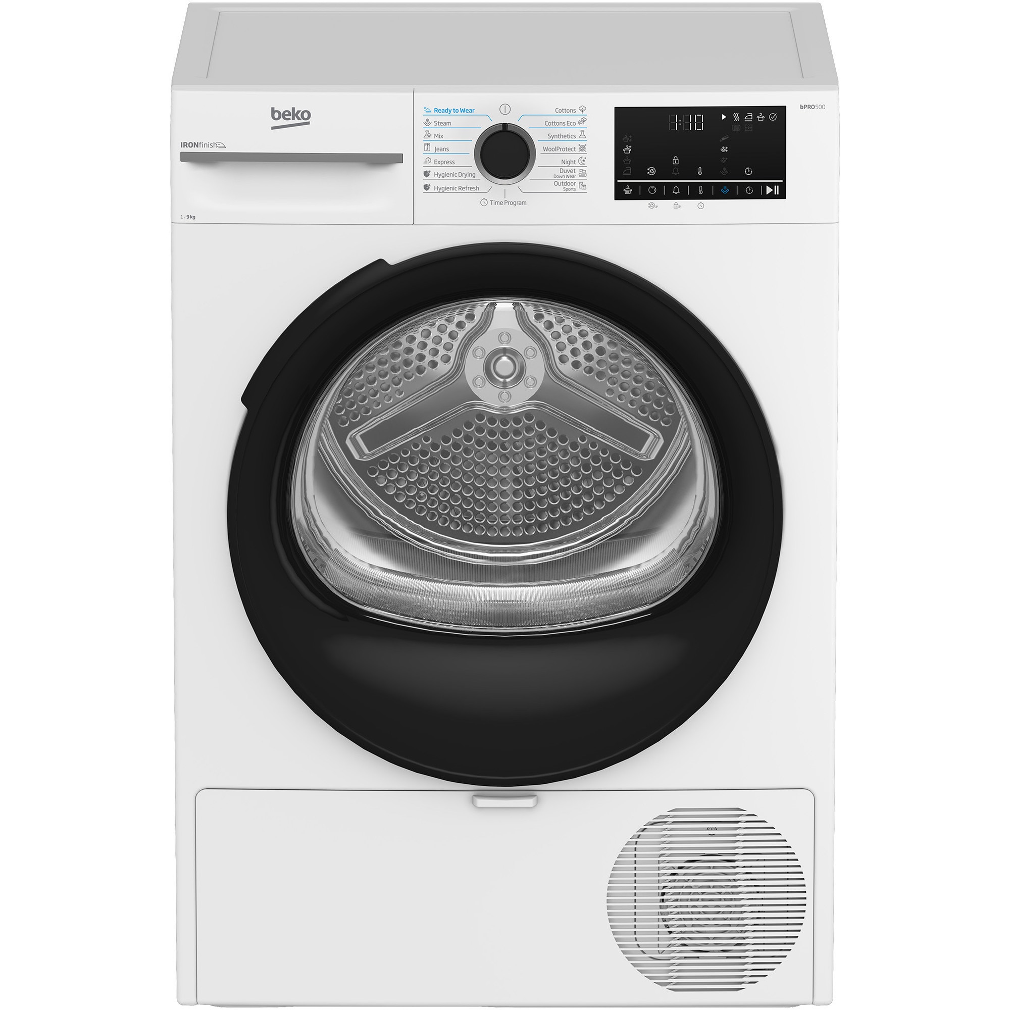Fotografie Uscator de rufe Beko BM5T49243W, Pompa de caldura, 9 Kg, 15 programe, Clasa C, Motor ProSmart Inverter, Aquawave, Ready to Wear, Alb