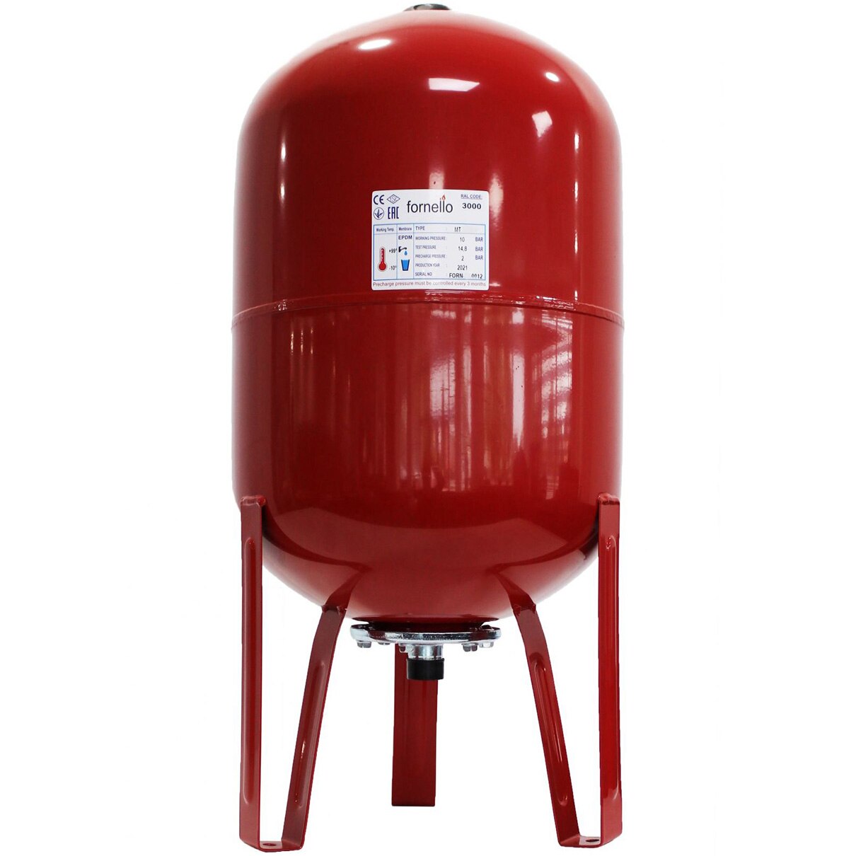 Fotografie Vas expansiune termic Fornello 24 litri, vertical, cu picioare, culoare rosu, presiune maxima 10 bar, membrana EPDM