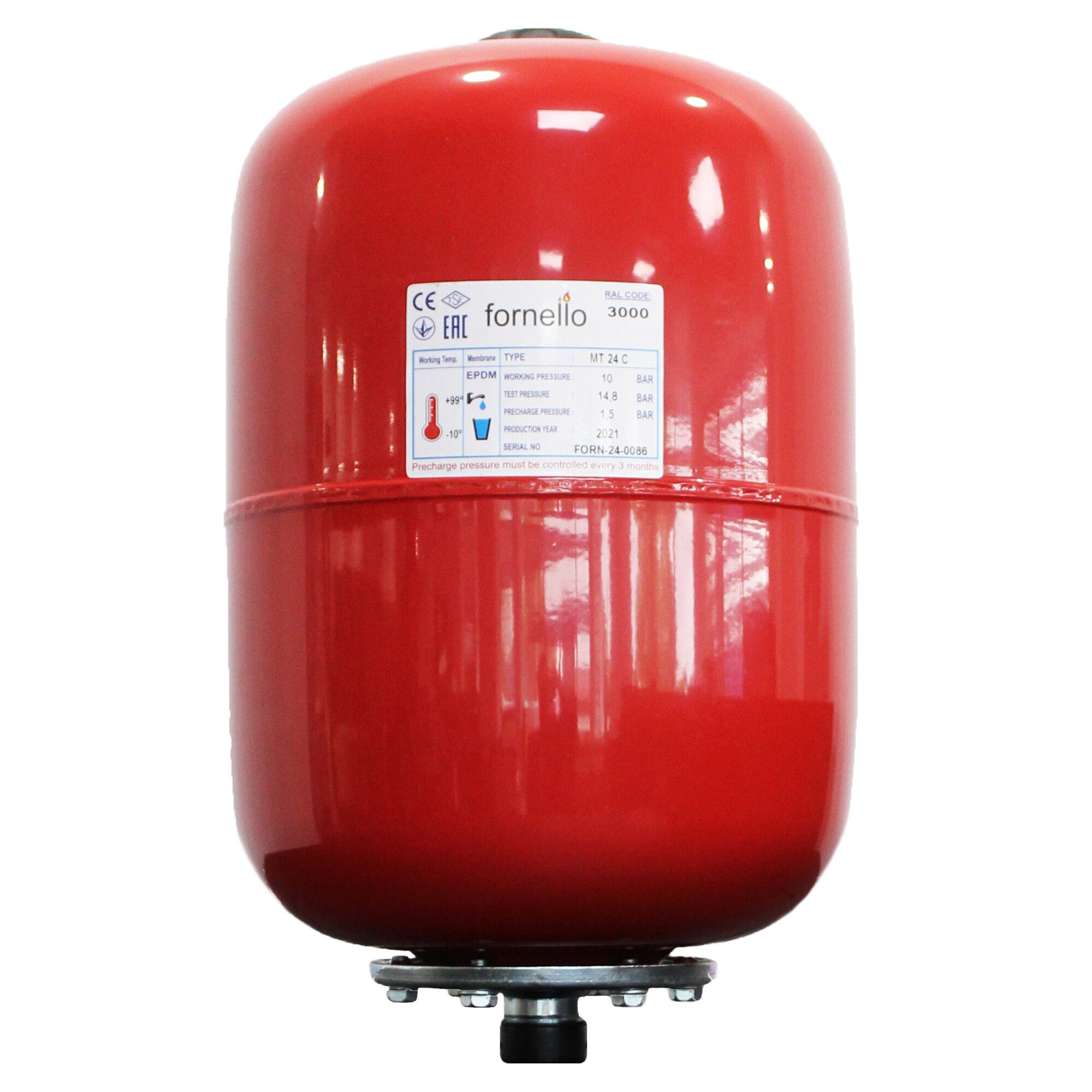 Fotografie Vas expansiune termic Fornello, 24 litri, vertical, culoare rosu, presiune maxima 10 bar, membrana EPDM