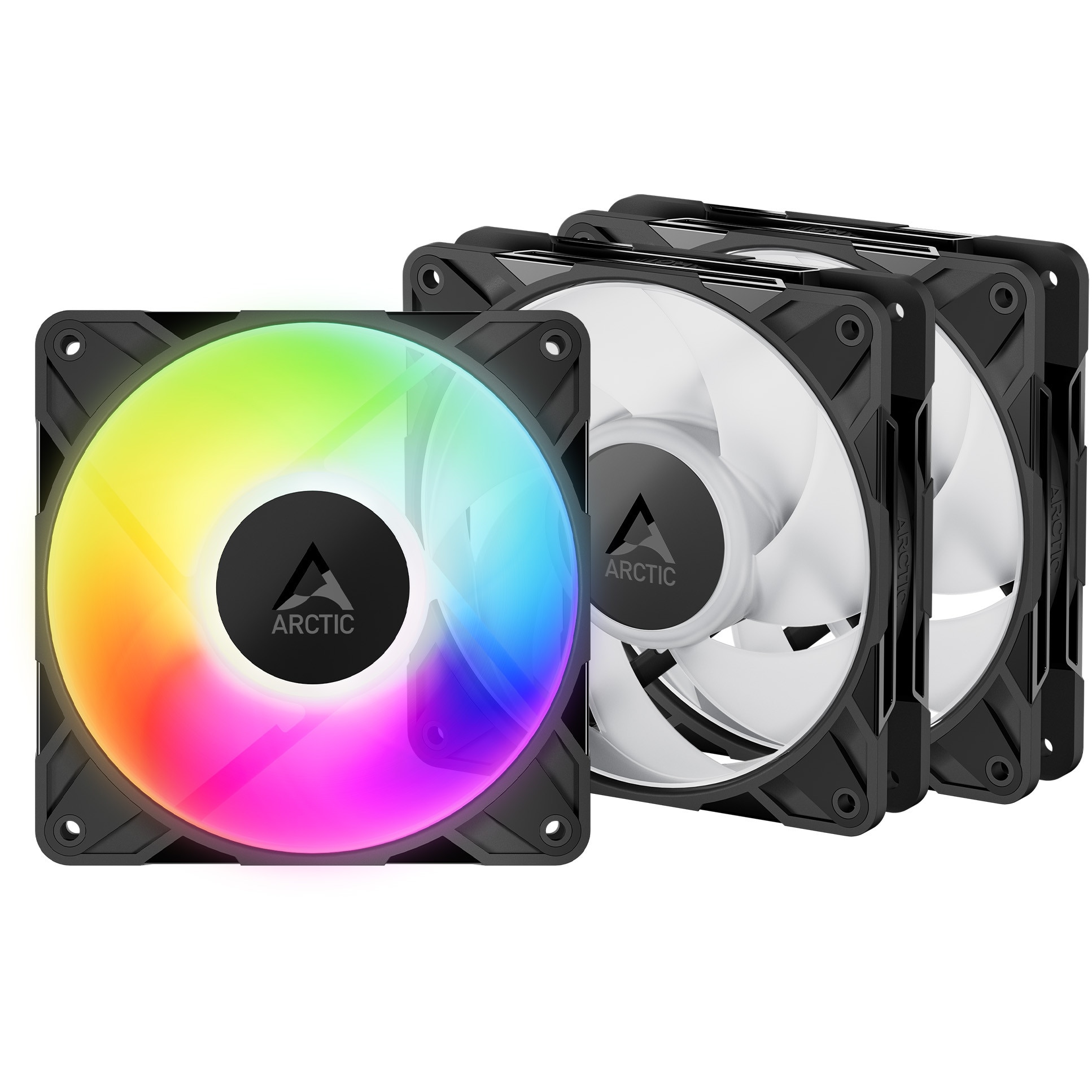 Fotografie Ventilator PC Arctic P12 Pro A-RGB, kit 3 ventilatoare 120 mm PWM, 600 - 3000 rpm, Negru