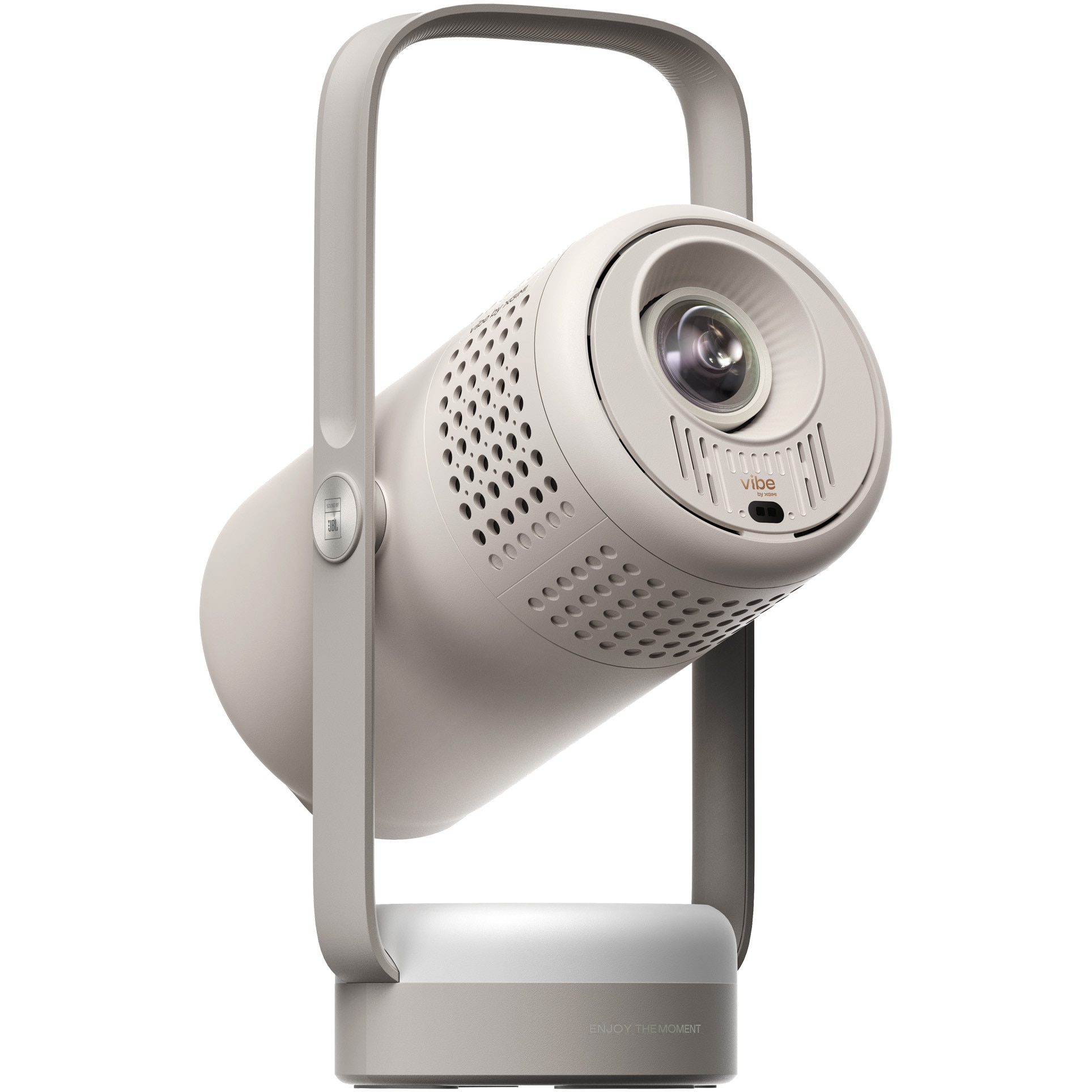 Fotografie Videoproiector portabil XGIMI Vibe One Battery Powered, 250 ISO lumeni, Google TV, 1080p, Autonomie baterie 1.2h Movie/4h Music, Ambient light mode, Sound by JBL, Cloud Ash