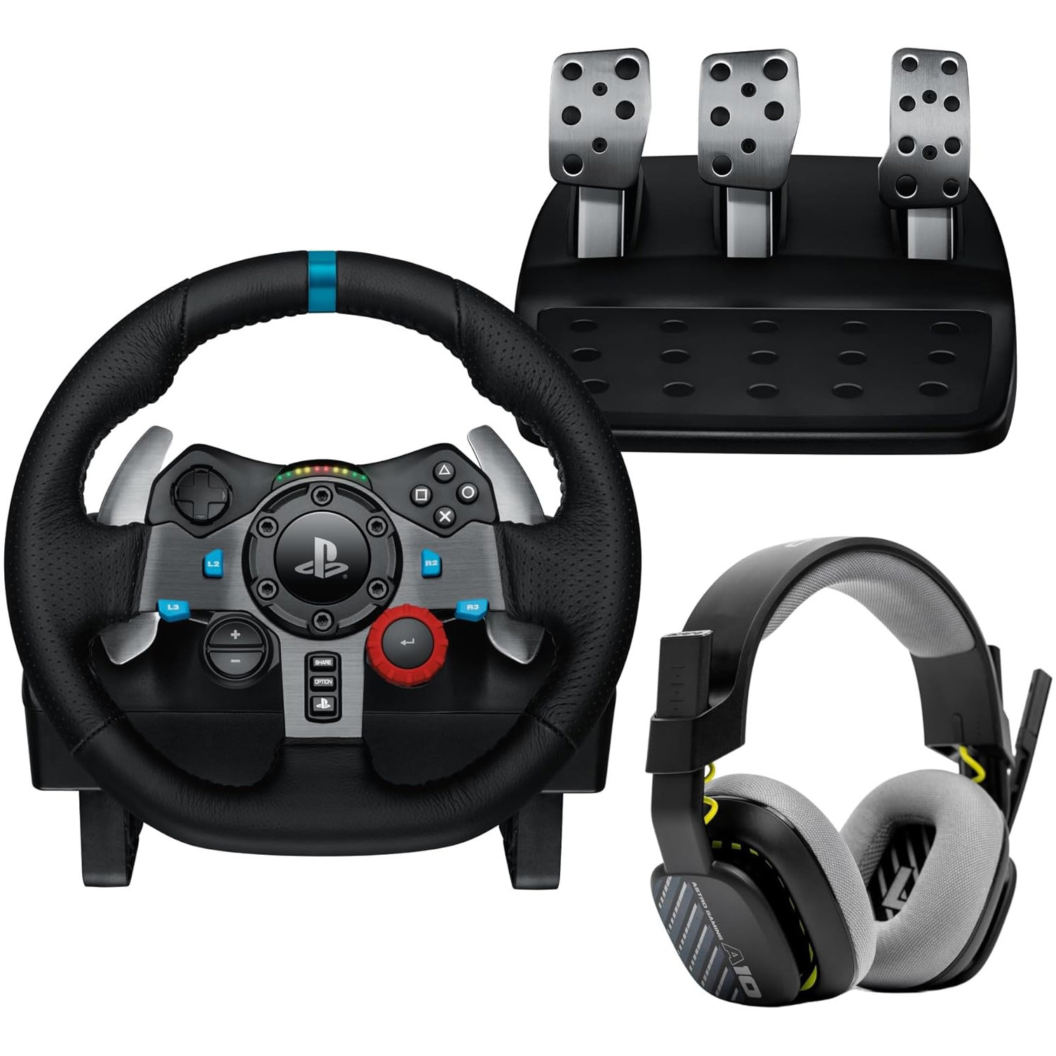 Fotografie Volan Logitech Driving Force G29 pentru Playstation 5, Playstation 4, Playstation 3, PC + Casti Astro A10