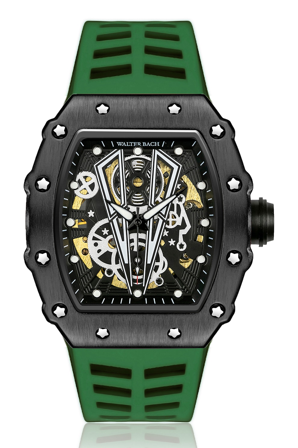 Fotografie Walter Bach, Ceas automatic cu o curea din silicon, Verde